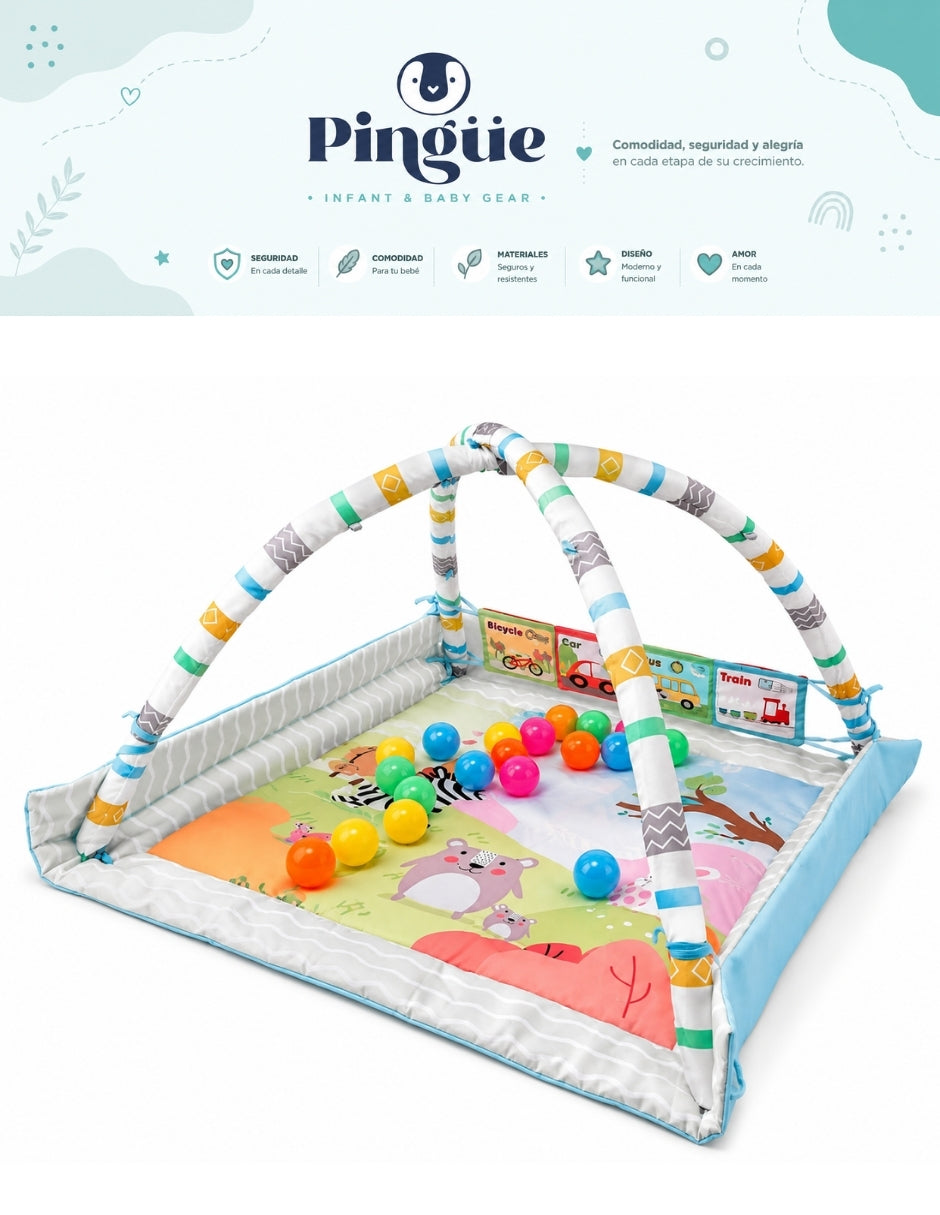 PINGÜE® Bebés Gimnasio con Alberca de Pelotas, Corral y Tapete Acolchado