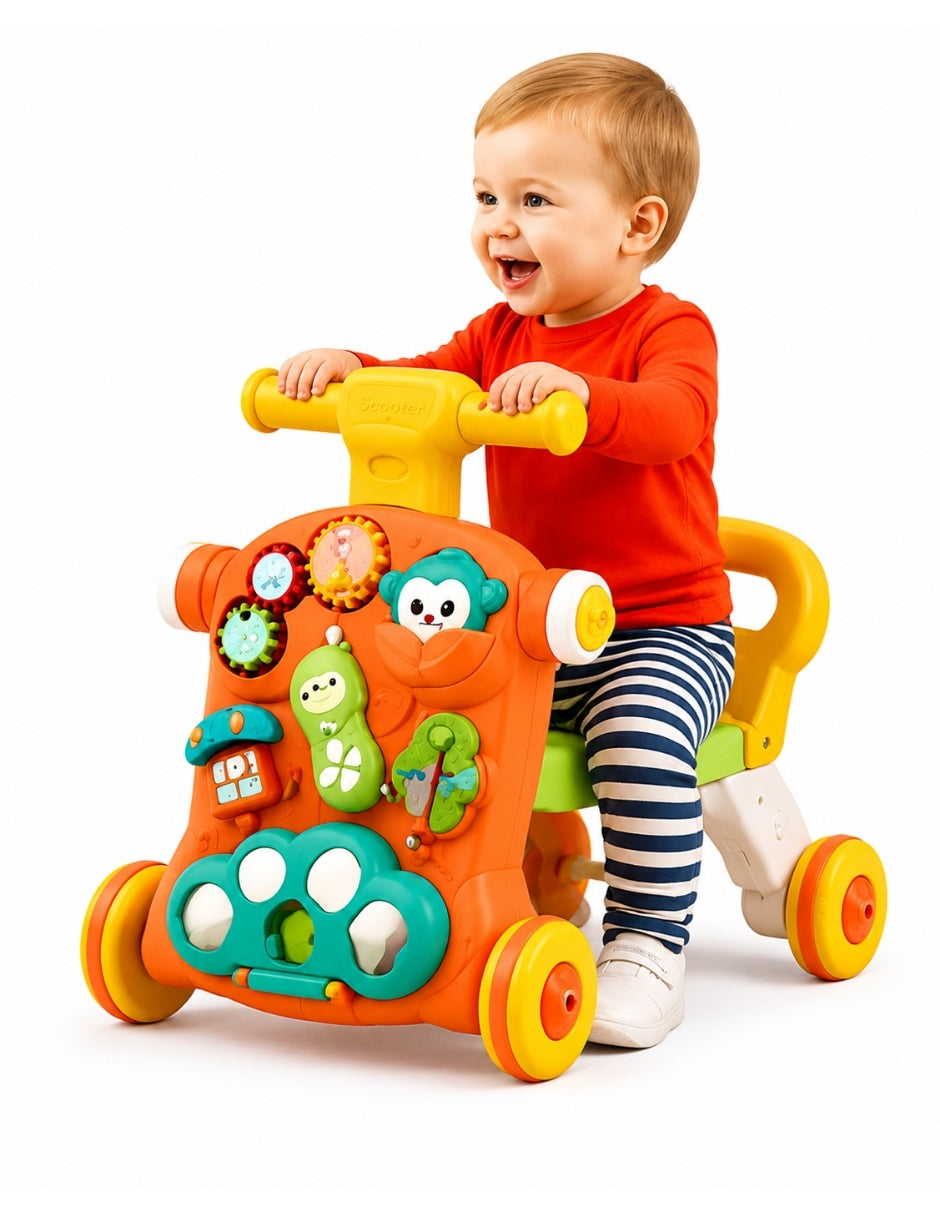 PINGÜE® Bebés Andadera 3 en 1 con Música: Scooter, Andadera y Push Car