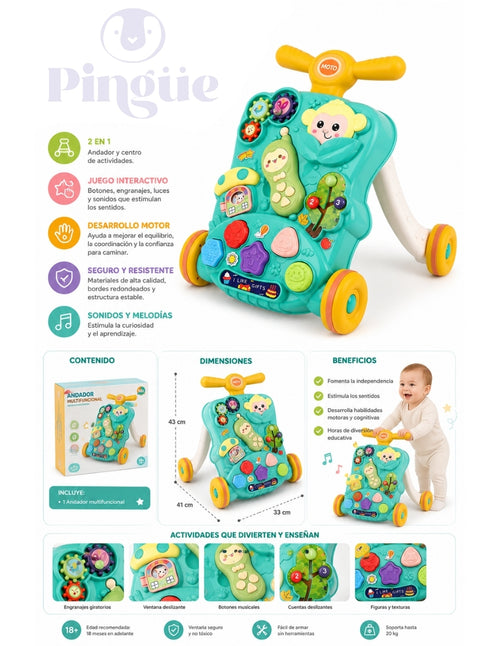 PINGÜE® Bebés Andadera Musical Multifuncional con Luces y Sonidos