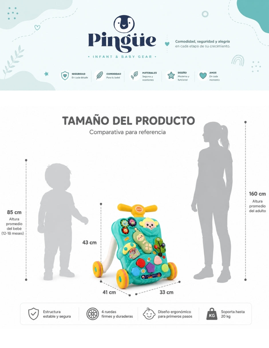 PINGÜE® Bebés Andadera Musical Multifuncional con Luces y Sonidos