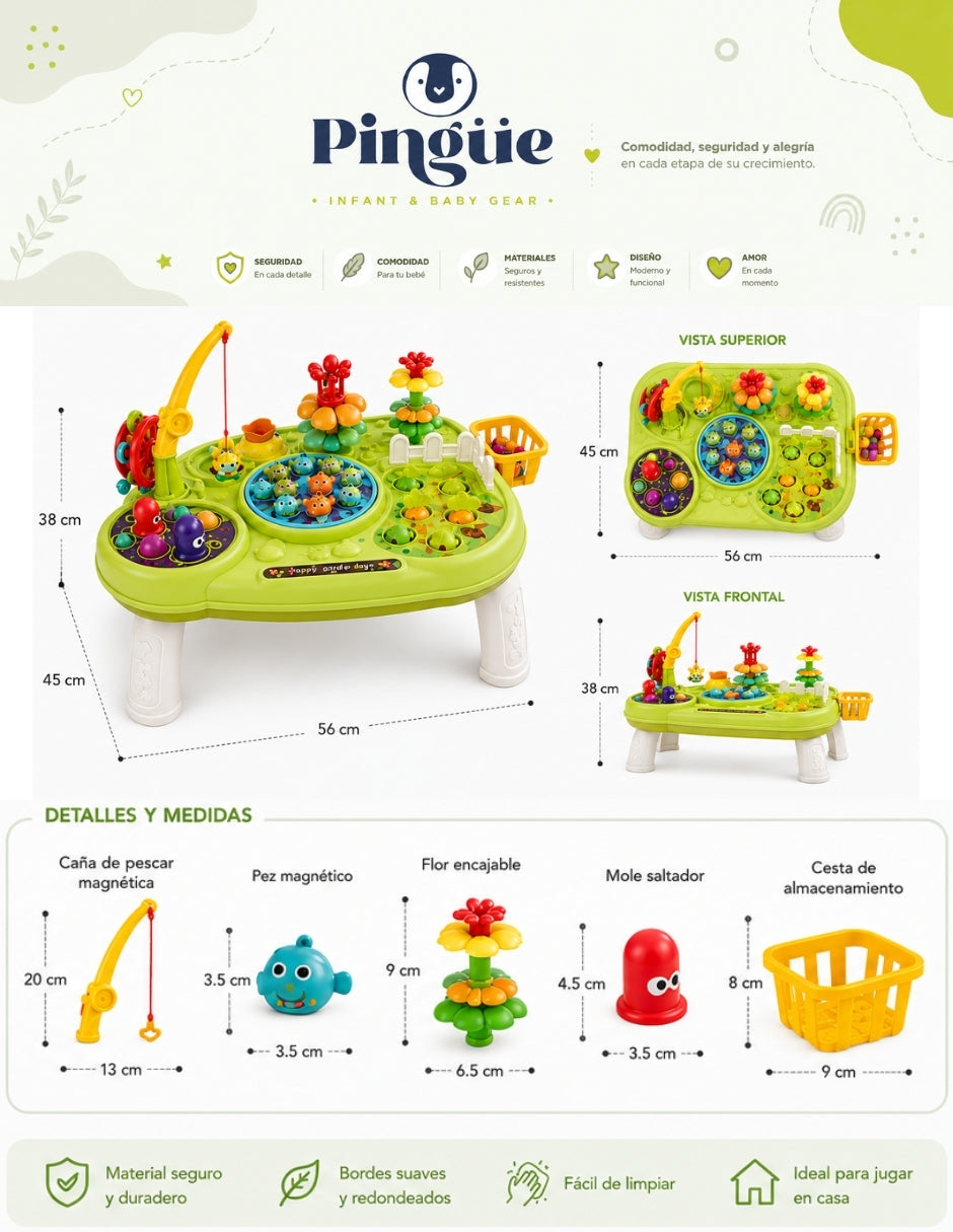 PINGÜE® Bebés Mesa de Actividades Montessori con Aprendizaje STEM