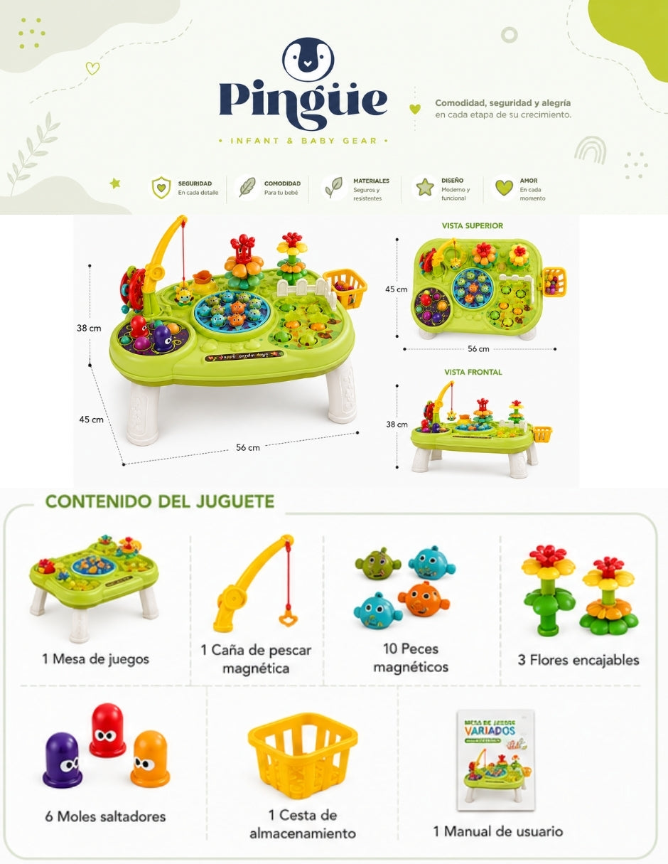 PINGÜE® Bebés Mesa de Actividades Montessori con Aprendizaje STEM
