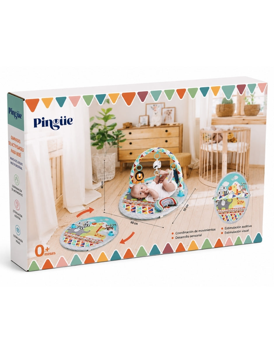 PINGÜE® Bebés | Tapete y gimnasio de juego para bebé con actividades y colchón acolchado | Centro de desarrollo y estimulación temprana.