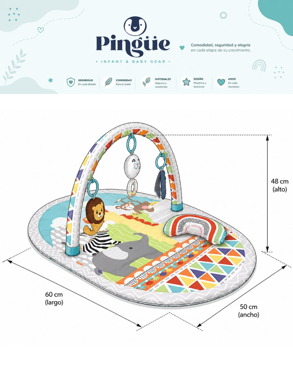 PINGÜE® Bebés | Tapete y gimnasio de juego para bebé con actividades y colchón acolchado | Centro de desarrollo y estimulación temprana.