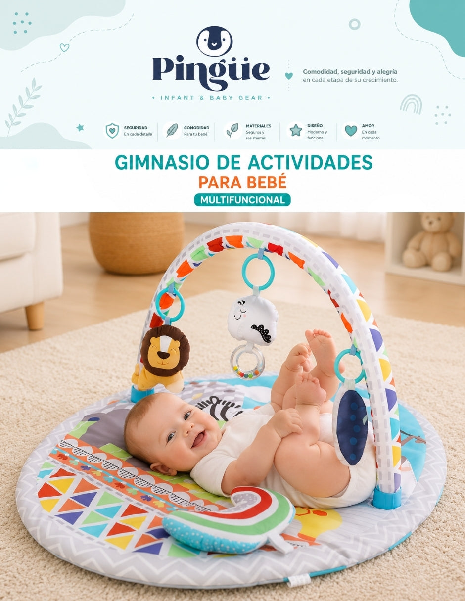 PINGÜE® Bebés | Tapete y gimnasio de juego para bebé con actividades y colchón acolchado | Centro de desarrollo y estimulación temprana.