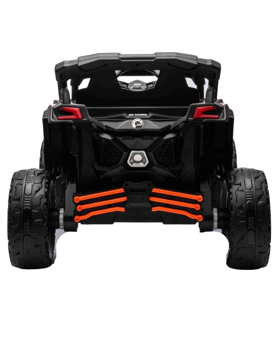 PINGÜE® Montable Eléctrico para Niños| Can-Am® RAZR Maverick Licencia Oficial | Control Remoto 2.4Ghz | Batería 12V 7AH | USB Música Radio Luz LED | 2 Motor 35W | ORANGE