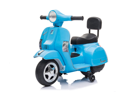 PINGÜE® Motocicleta Montable Eléctrica para Niños Vespa PX150 - Licencia Oficial | Batería 6V 4.5AH |Música, Pedal, Suspensión de Resorte | Ruedas de Soporte y Balance