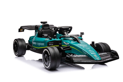 PINGÜE® Montable Go-Kart Eléctrico Niños Aston Martin Formula 1 Team AMR23 - Licencia Oficial | Control Remoto 2.4 GHz | Batería 12V 7AH |8 Km/h | 2 Motores 550 de 12,000 RPM |Luces LED, Música, Radio|