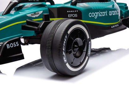 PINGÜE® Montable Go-Kart Eléctrico Niños Aston Martin Formula 1 Team AMR23 - Licencia Oficial | Control Remoto 2.4 GHz | Batería 12V 7AH |8 Km/h | 2 Motores 550 de 12,000 RPM |Luces LED, Música, Radio|