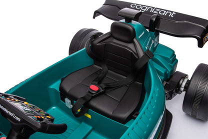 PINGÜE® Montable Go-Kart Eléctrico Niños Aston Martin Formula 1 Team AMR23 - Licencia Oficial | Control Remoto 2.4 GHz | Batería 12V 7AH |8 Km/h | 2 Motores 550 de 12,000 RPM |Luces LED, Música, Radio|