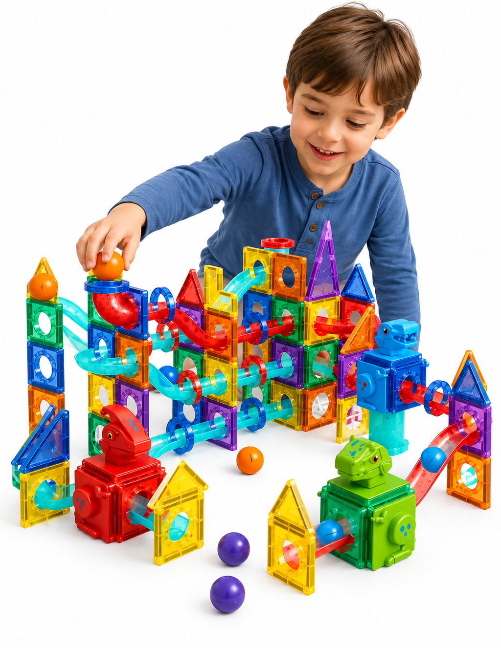 PINGÜE® Magnetic Parque de Dinosaurios 170 Piezas, Bloques Magnéticos 3D STEM