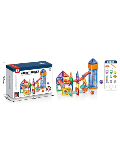 PINGÜE® Magnetic | Set de Bloques de Construcción Magnéticos 3D | 61 Piezas | Mod. Toboganes con Elevador | STEM | Juguetes Niños y Niñas