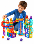 PINGÜE® Magnetic Garage de Vehículos 68 Piezas, Bloques Magnéticos 3D STEM