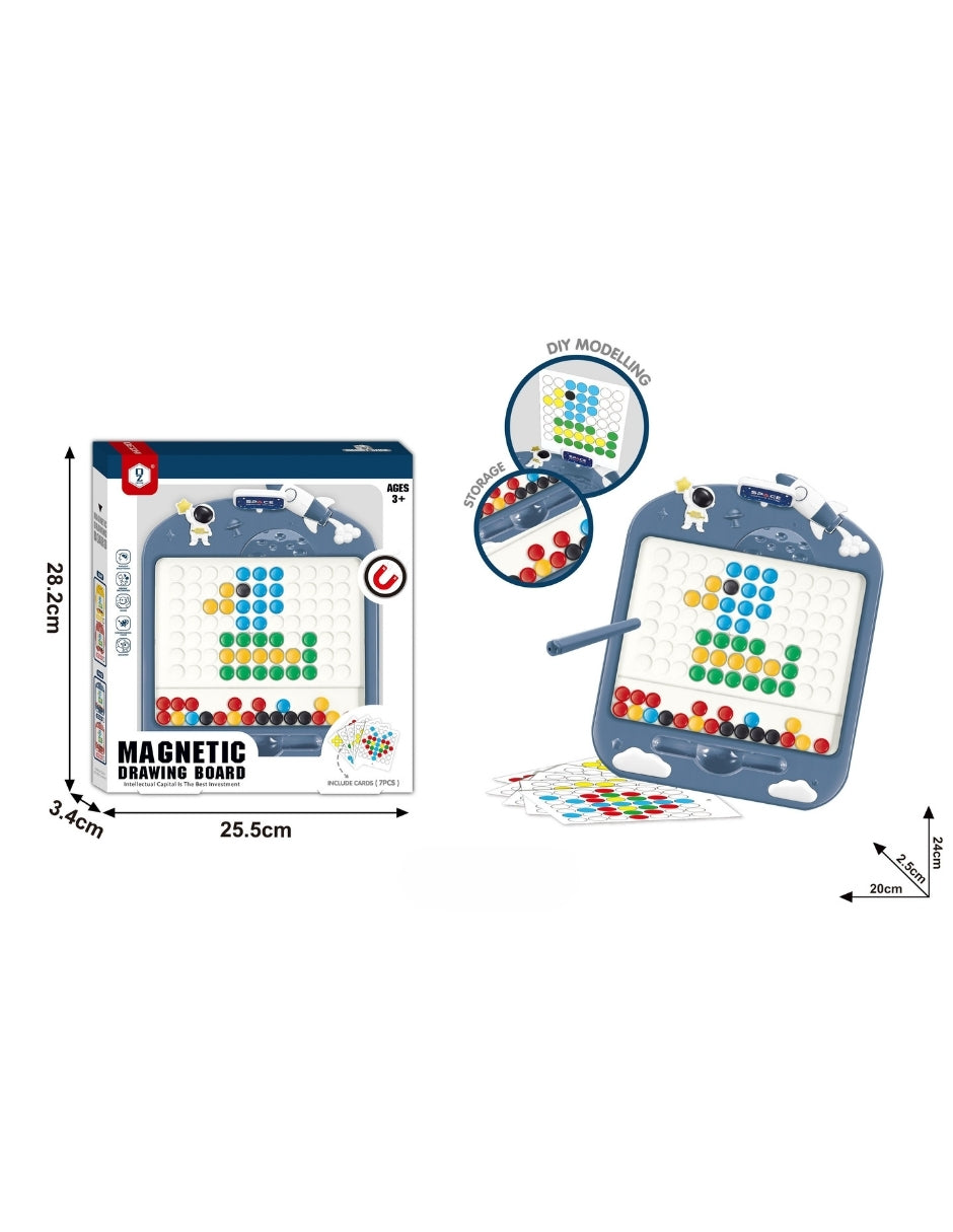 PINGÜE® Magnetic | Tablero de Dibujo Magnético Grande para Niños | 52 Cuentas y 7 Tarjetas de Dibujo | Juguete Educativo para Preescolares (3+ años) | STEM | Juguetes Niños y Niñas.