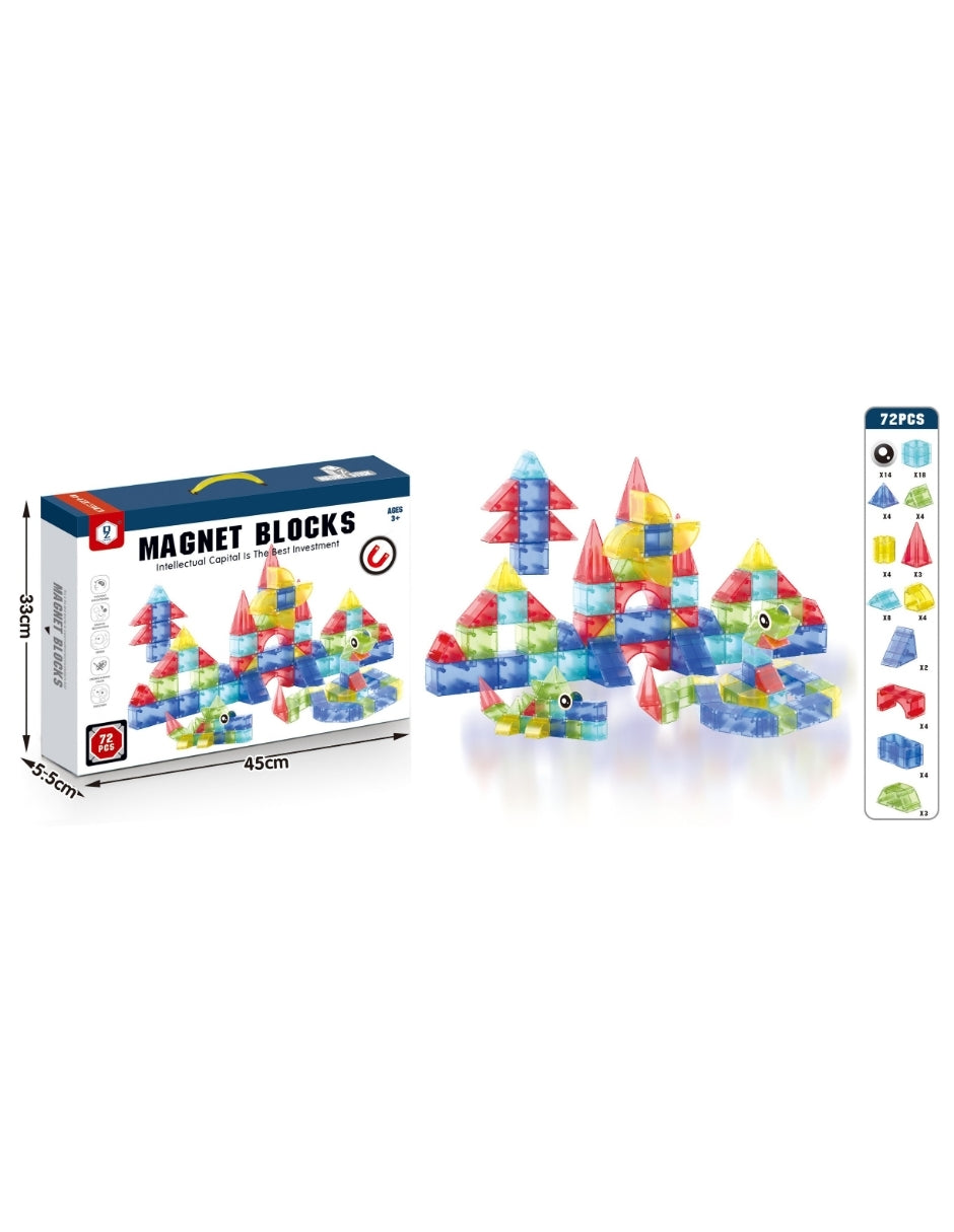 PINGÜE® Magnetic | Set de Bloques de Construcción Magnéticos 3D | 72 Piezas | Mod. Figuras Geométricas | STEM | Juguetes Niños y Niñas.