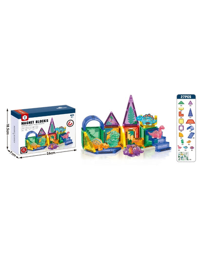 PINGÜE® Magnetic | Set de Bloques de Construcción Magnéticos 3D | 27 Piezas | Dinosaurios | STEM | Juguetes Niños y Niñas.