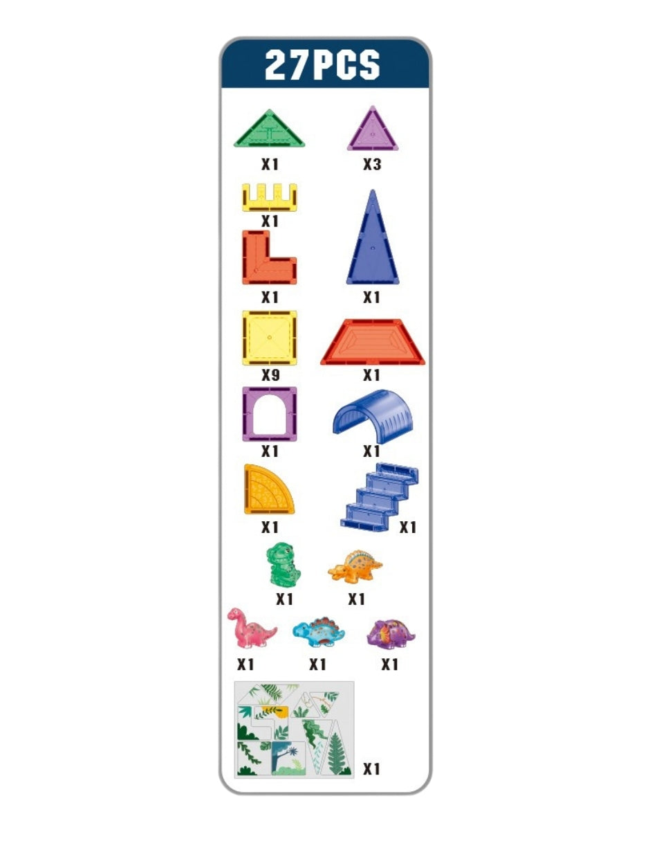 PINGÜE® Magnetic | Set de Bloques de Construcción Magnéticos 3D | 27 Piezas | Dinosaurios | STEM | Juguetes Niños y Niñas.