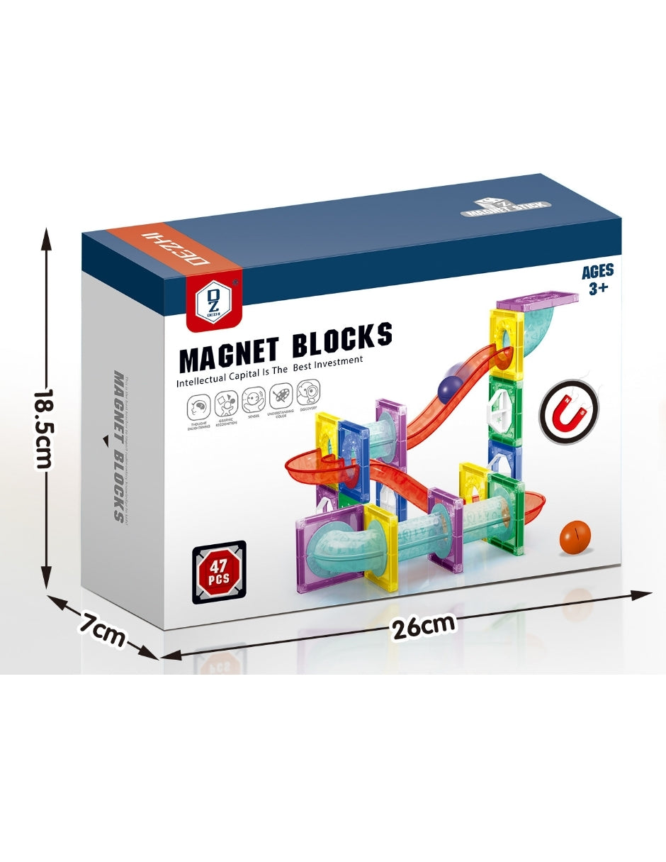 PINGÜE® Magnetic | Set de Bloques de Construcción Magnéticos 3D | 47 Piezas | Incluye Túneles y Toboganes | STEM | Juguetes Niños y Niñas.
