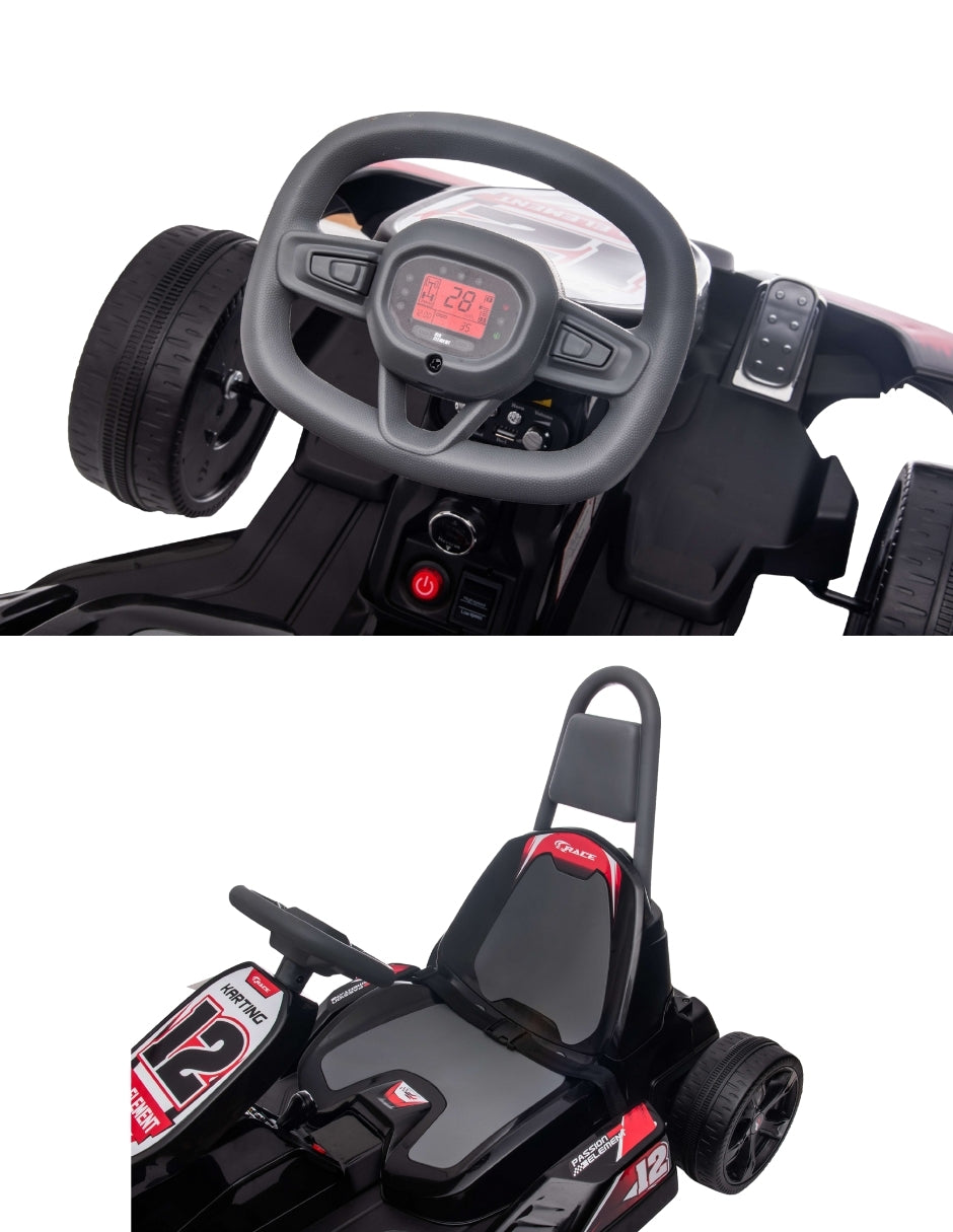 PINGÜE® Montable Eléctrico Niños Tipo Go-Kart | Control Remoto 2.4 GHz | Batería 12V 7AH |8 Km/h | 2 Motores 35W |Luces LED, Música, Radio|