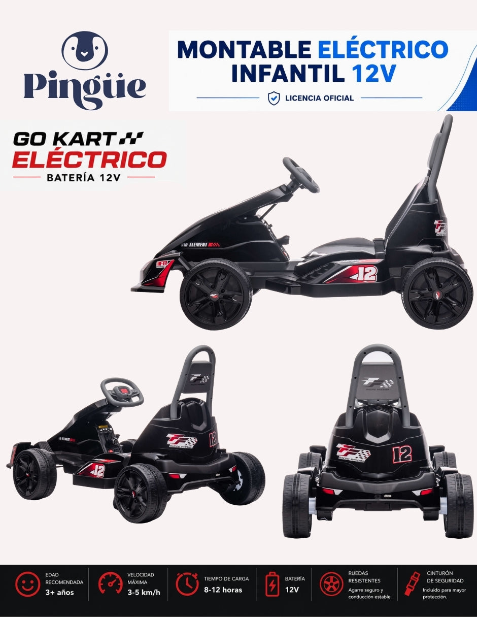 PINGÜE® Montable Eléctrico Tipo Go-Kart 12V con Control Remoto