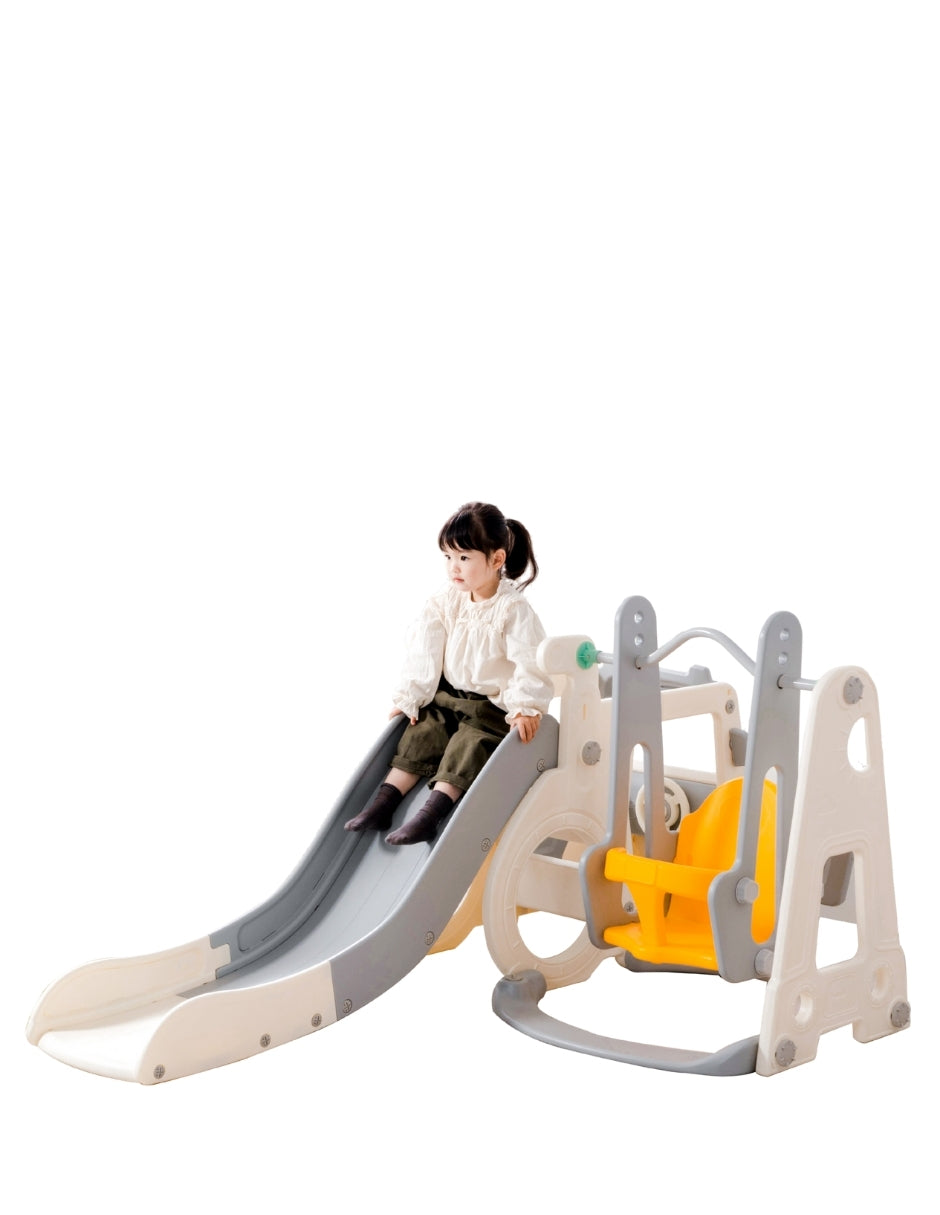 PINGÜE® In-Outdoors | Parque Multijuegos para interiores 5 en 1 | Resbaladilla, Columpio, Portería, Canasta y Pasamanos | Parque infantil interior y exterior| Juguetes para Niños | Fabricado con HDPE | Tamaño 205 x 190 x 97 cm