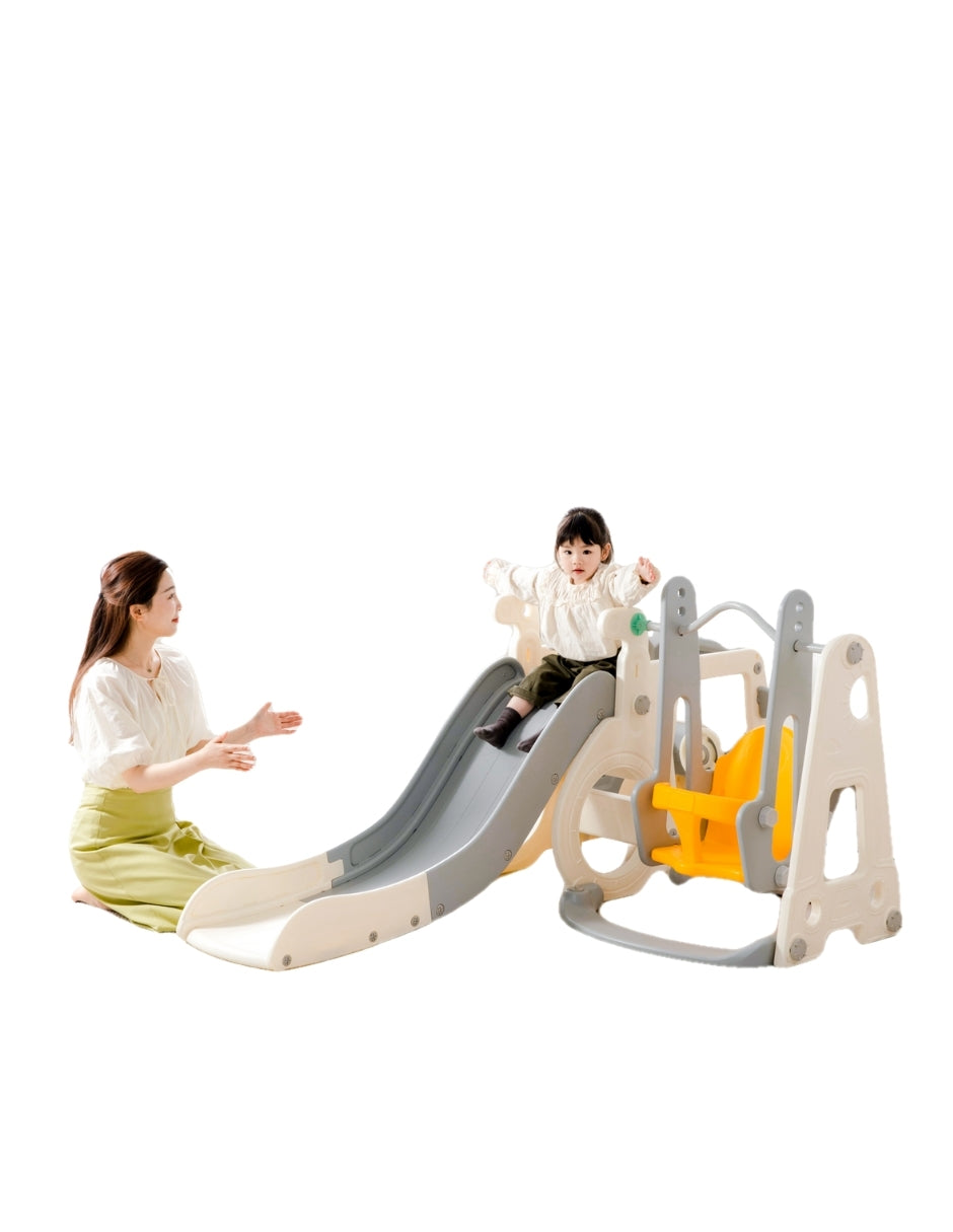 PINGÜE® In-Outdoors | Parque Multijuegos para interiores 5 en 1 | Resbaladilla, Columpio, Portería, Canasta y Pasamanos | Parque infantil interior y exterior| Juguetes para Niños | Fabricado con HDPE | Tamaño 205 x 190 x 97 cm