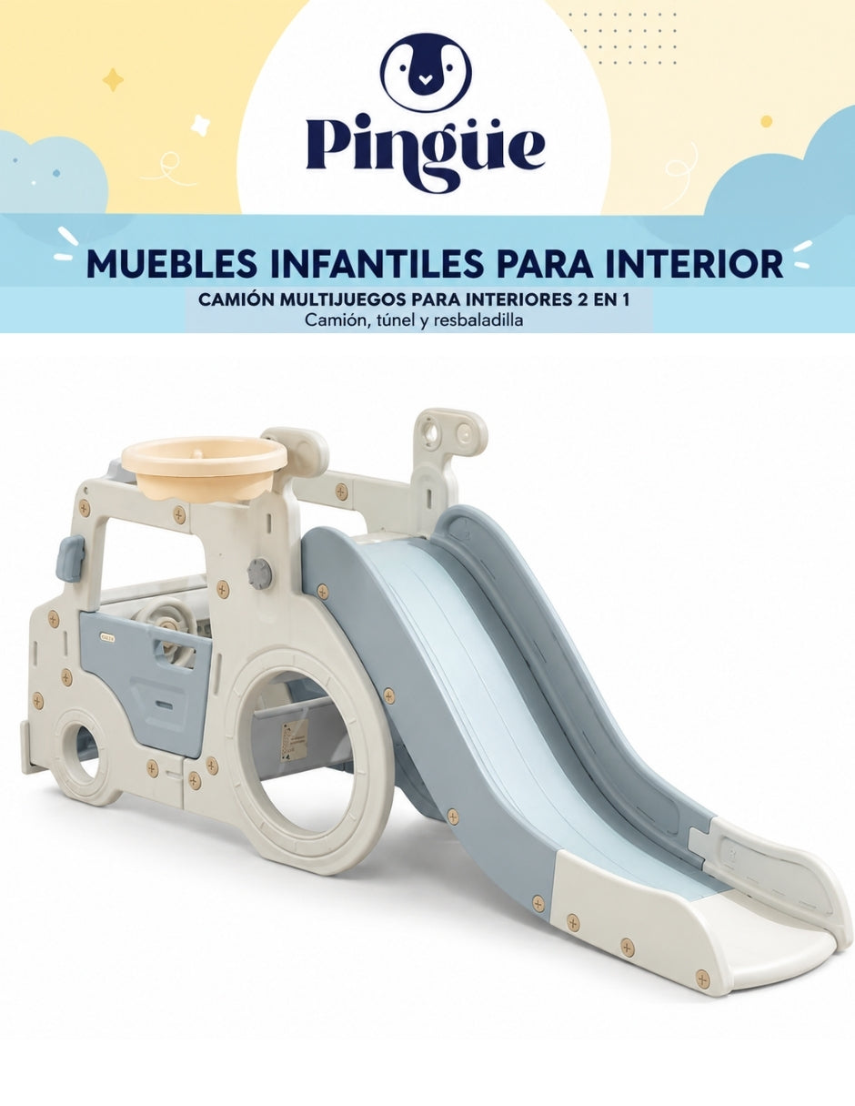 PINGÜE® Outdoors Camión Multijuegos con Túnel y Resbaladilla 202 cm