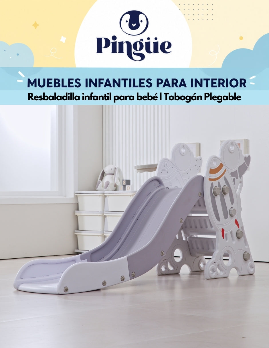 PINGÜE® Outdoors Resbaladilla Infantil 2 en 1 Cohete Espacial con Canasta