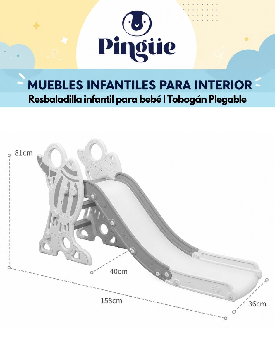 PINGÜE® Outdoors Resbaladilla Infantil 2 en 1 Cohete Espacial con Canasta