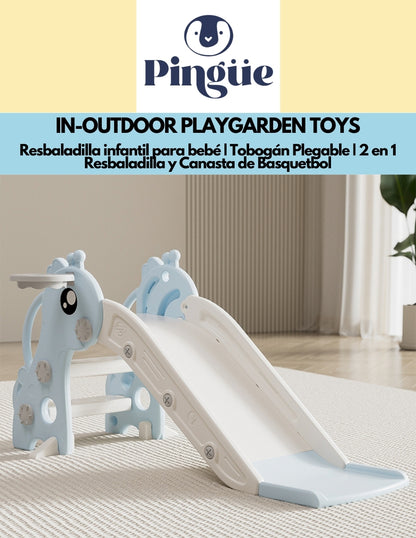 PINGÜE® In-Outdoors | Resbaladilla infantil para bebé | Tobogán Plegable para Niños Pequeños | Modelo Jirafa | Parque Infantil para interior y exterior | Tamaño 97 x 51 x 55 cm