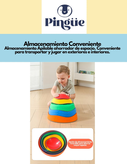 PINGÜE® In-Outdoors| Paquete 5 piezas de Piedra de Equilibrio Antideslizante | Plástico Antideslizante | Peldaños de Equilibrio | Juegos de Coordinación Juguetes Sensoriales | El piso es lava