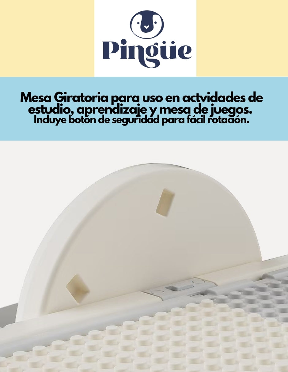 PINGÜE® In-Outdoors | Escritorio y silla multifuncional para niños |  3 en 1 Construcción de Bloques, Mesa de Tarea y Dibujo y compartimento de almacenamiento | Tamaño 70 x 67 x 57 cm
