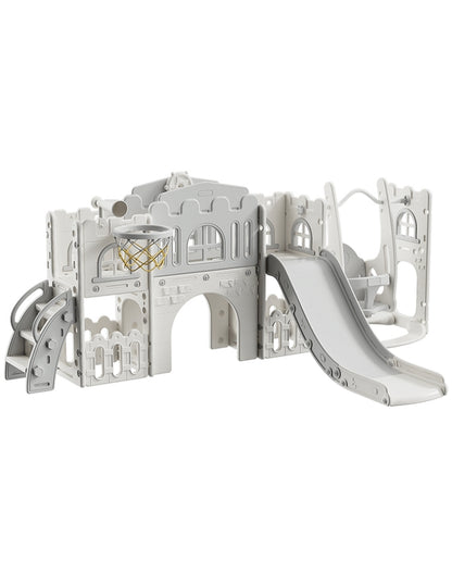 PINGÜE® Outdoors | Parque Multijuegos para interiores 5 en 1 | Resbaladilla, Columpio, Túnel, Escalera y Puente | Parque infantil interior y exterior | Juguetes para Niños | Fabricado con HDPE | Tamaño 250 x 150 x 96 cm