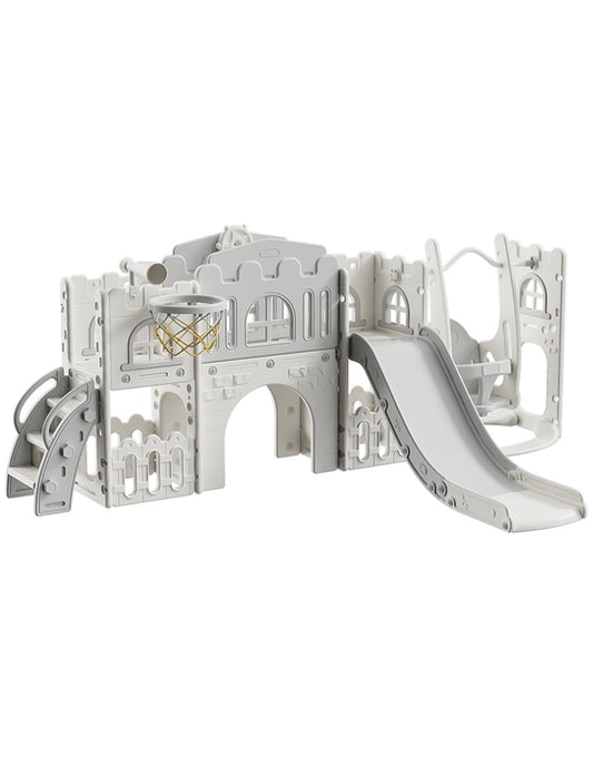 PINGÜE® Outdoors | Parque Multijuegos para interiores 5 en 1 | Resbaladilla, Columpio, Túnel, Escalera y Puente | Parque infantil interior y exterior | Juguetes para Niños | Fabricado con HDPE | Tamaño 250 x 150 x 96 cm