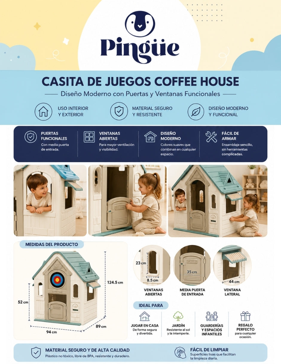 PINGÜE® Outdoors Casita de Juegos Coffee House 89 × 88 × 107 cm