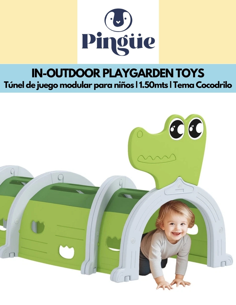 PINGÜE® In-Outdoors | Túnel de juego de para niños modulable de 1.50Mts | Escalada y Arrastre | Interior y exterior | 3 Secciones multicolor | Fabricado con HDPE | Tamaño 150 x 56 x 92 cm