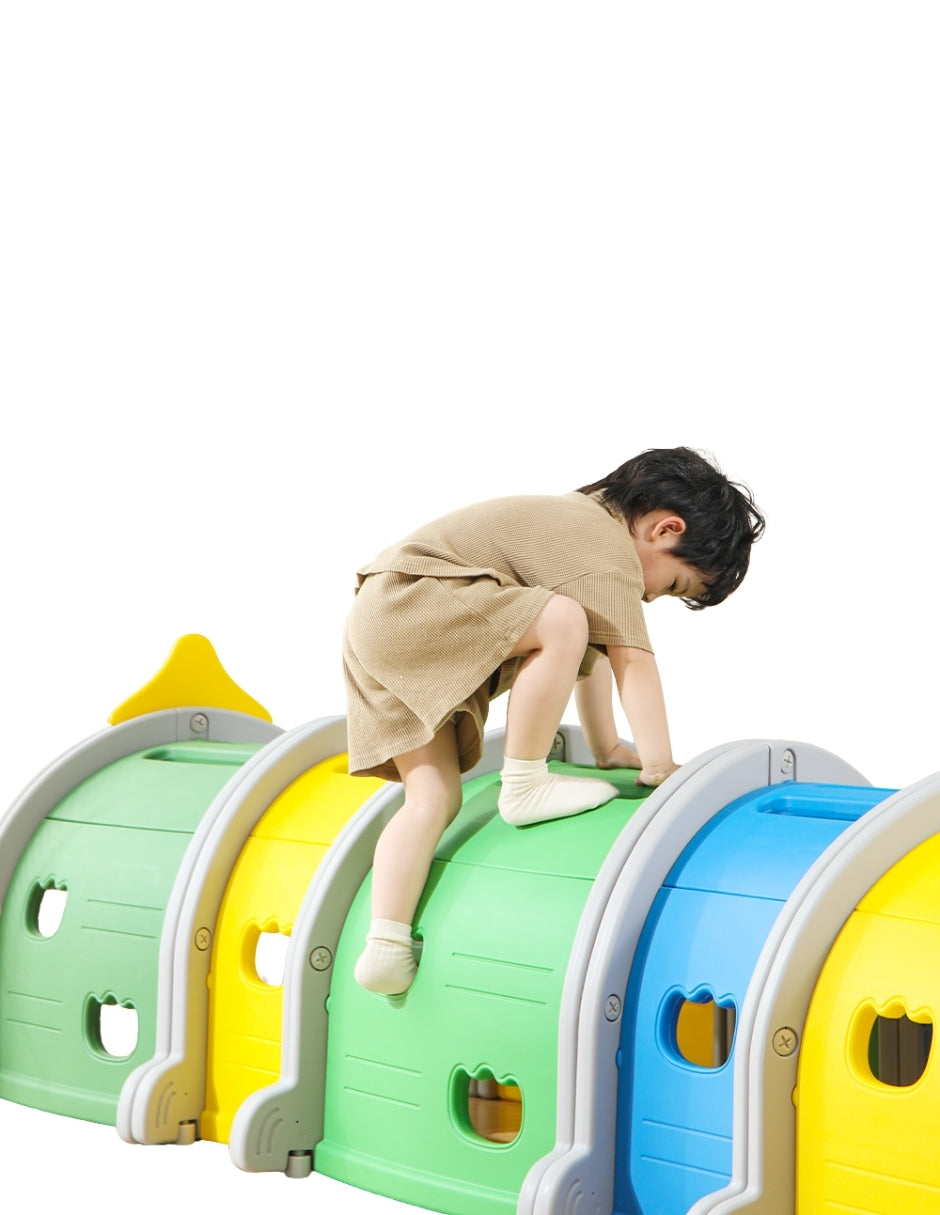 PINGÜE® In-Outdoors | Túnel de juego de para niños modulable de 1.50Mts | Escalada y Arrastre | Interior y exterior | 3 Secciones multicolor | Fabricado con HDPE | Tamaño 150 x 56 x 92 cm