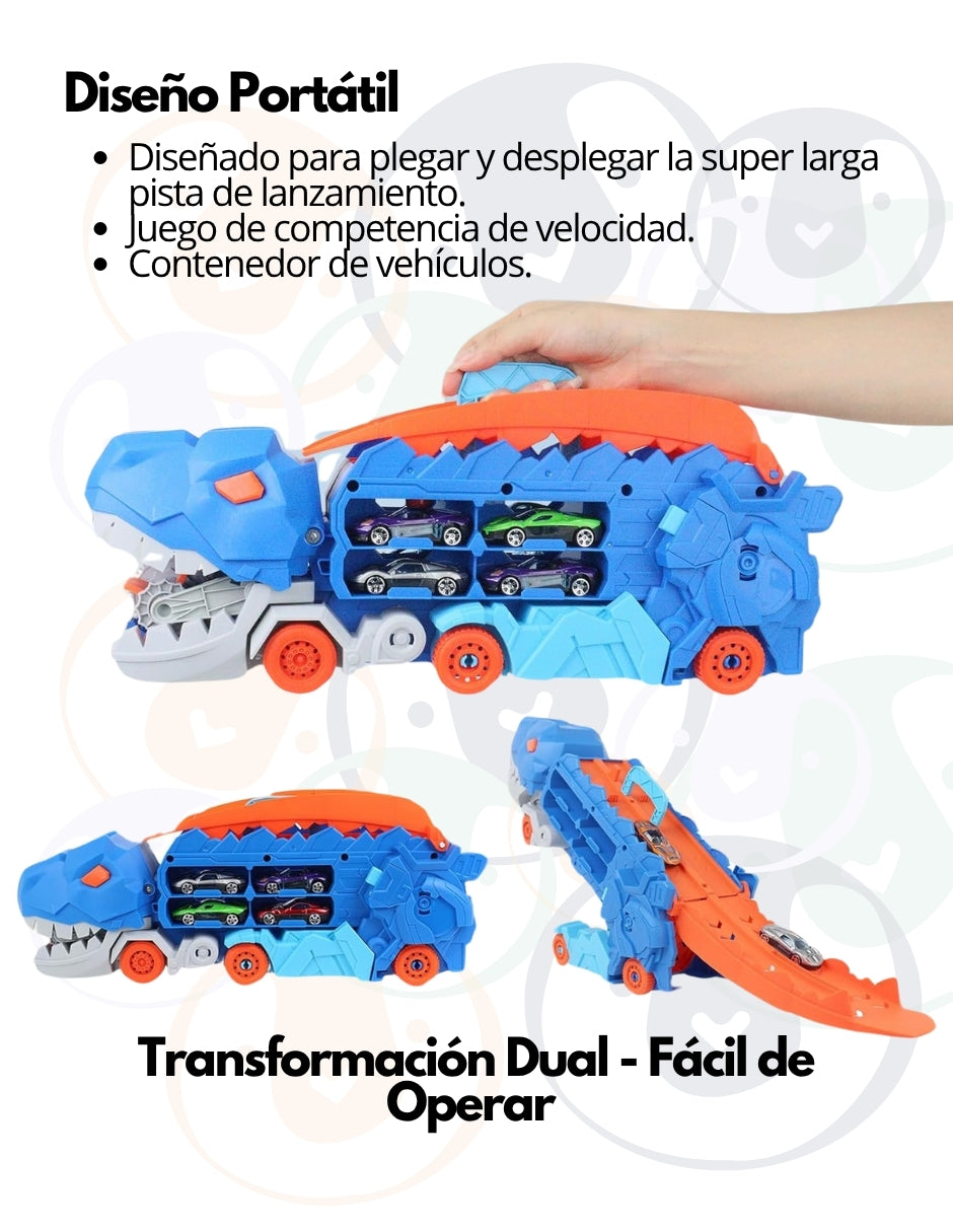 PINGÜE® City & Speed | Pista Dino Track para Niños | Set de Transporte y Almacenamiento | Alta Velocidad, Para Vehículos 1:64 | Azul | Tamaño 63x14x31 | Juguetes Niños estilo Hot Wheels.