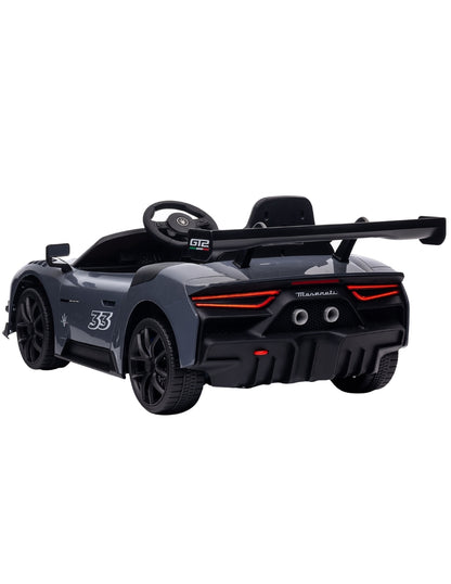 PINGÜE® Montable Eléctrico Niños Maserati® GT2 Licencia Oficial | Control Remoto 2.4 GHz | Batería 12V 4.5AH |8 Km/h | 2 Motores 390 | Luces LED, Música, Radio| GRAY
