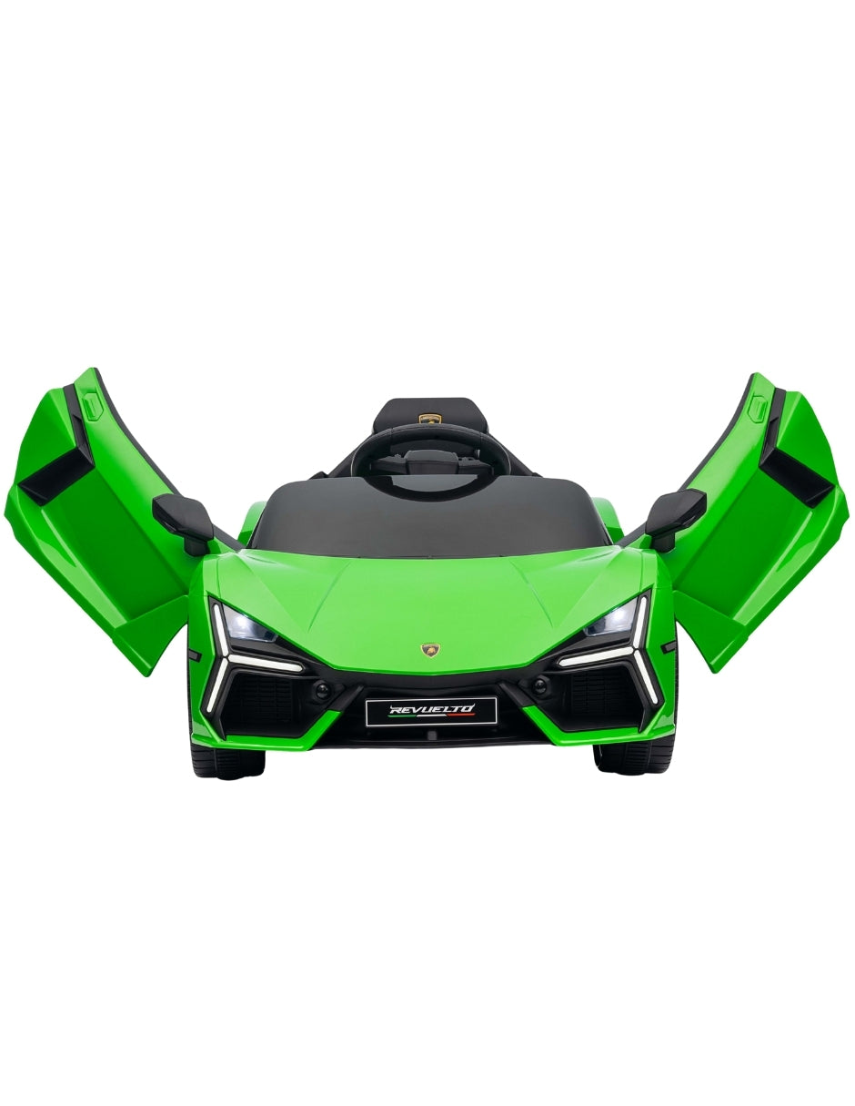 PINGÜE® Montable Eléctrico Niños Lamborghini®  Revuelto Licencia Oficial | Control Remoto 2.4 GHz | Batería 12V 4.5AH |8 Km/h | 2 Motores 390 |Luces LED, Música, Radio| GREEN