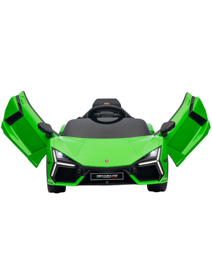 PINGÜE® Montable Eléctrico Niños Lamborghini®  Revuelto Licencia Oficial | Control Remoto 2.4 GHz | Batería 12V 4.5AH |8 Km/h | 2 Motores 390 |Luces LED, Música, Radio| GREEN