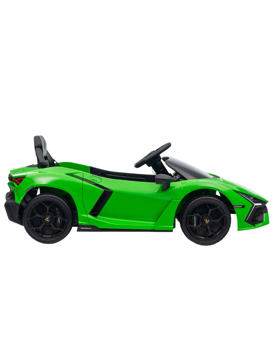 PINGÜE® Montable Eléctrico Niños Lamborghini®  Revuelto Licencia Oficial | Control Remoto 2.4 GHz | Batería 12V 4.5AH |8 Km/h | 2 Motores 390 |Luces LED, Música, Radio| GREEN