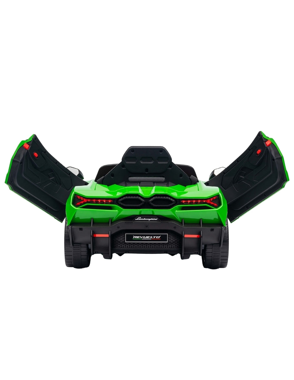 PINGÜE® Montable Eléctrico Niños Lamborghini®  Revuelto Licencia Oficial | Control Remoto 2.4 GHz | Batería 12V 4.5AH |8 Km/h | 2 Motores 390 |Luces LED, Música, Radio| GREEN