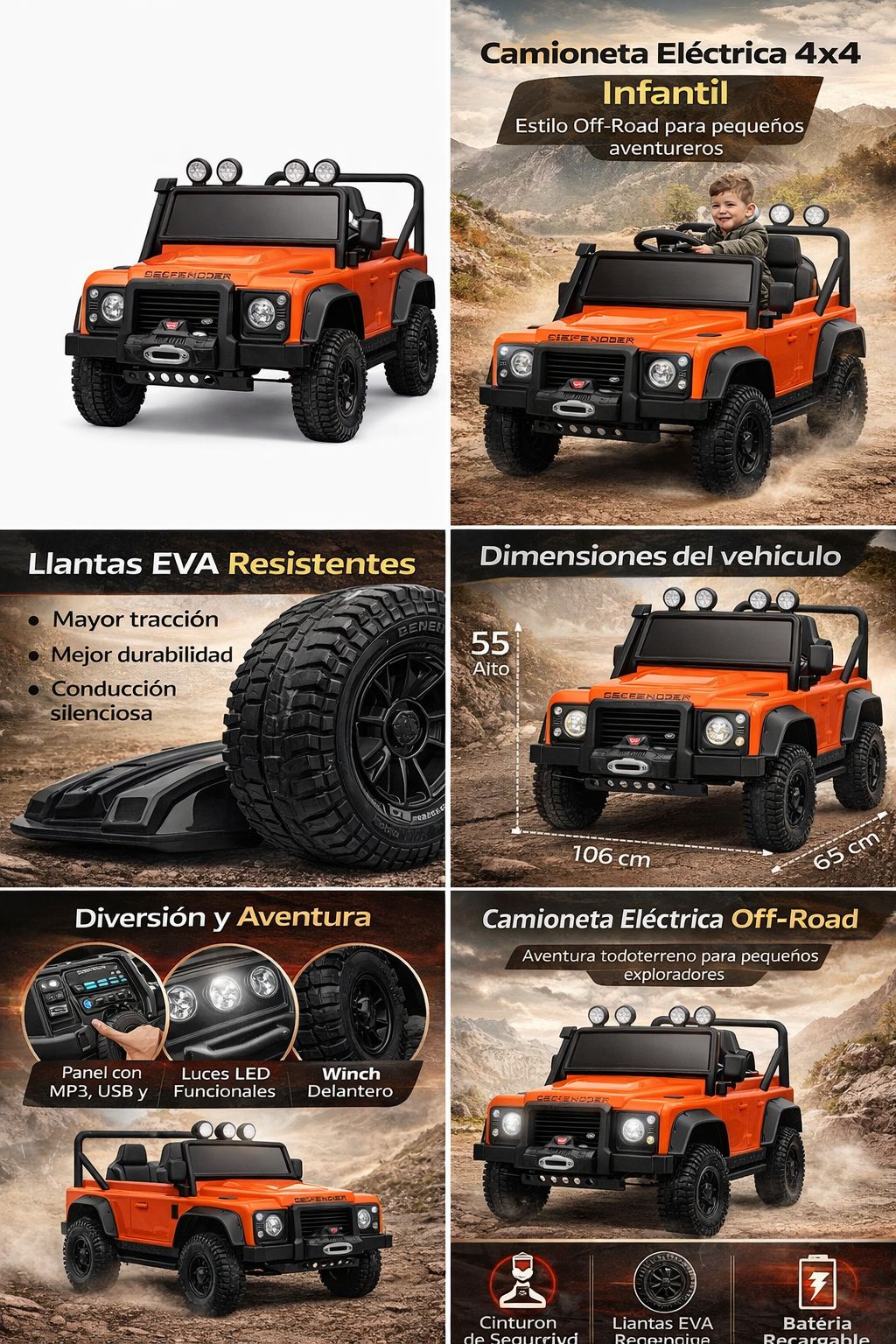 PINGÜE® Land Rover® Defender 110 SVX Montable Eléctrico 12V con Control Remoto