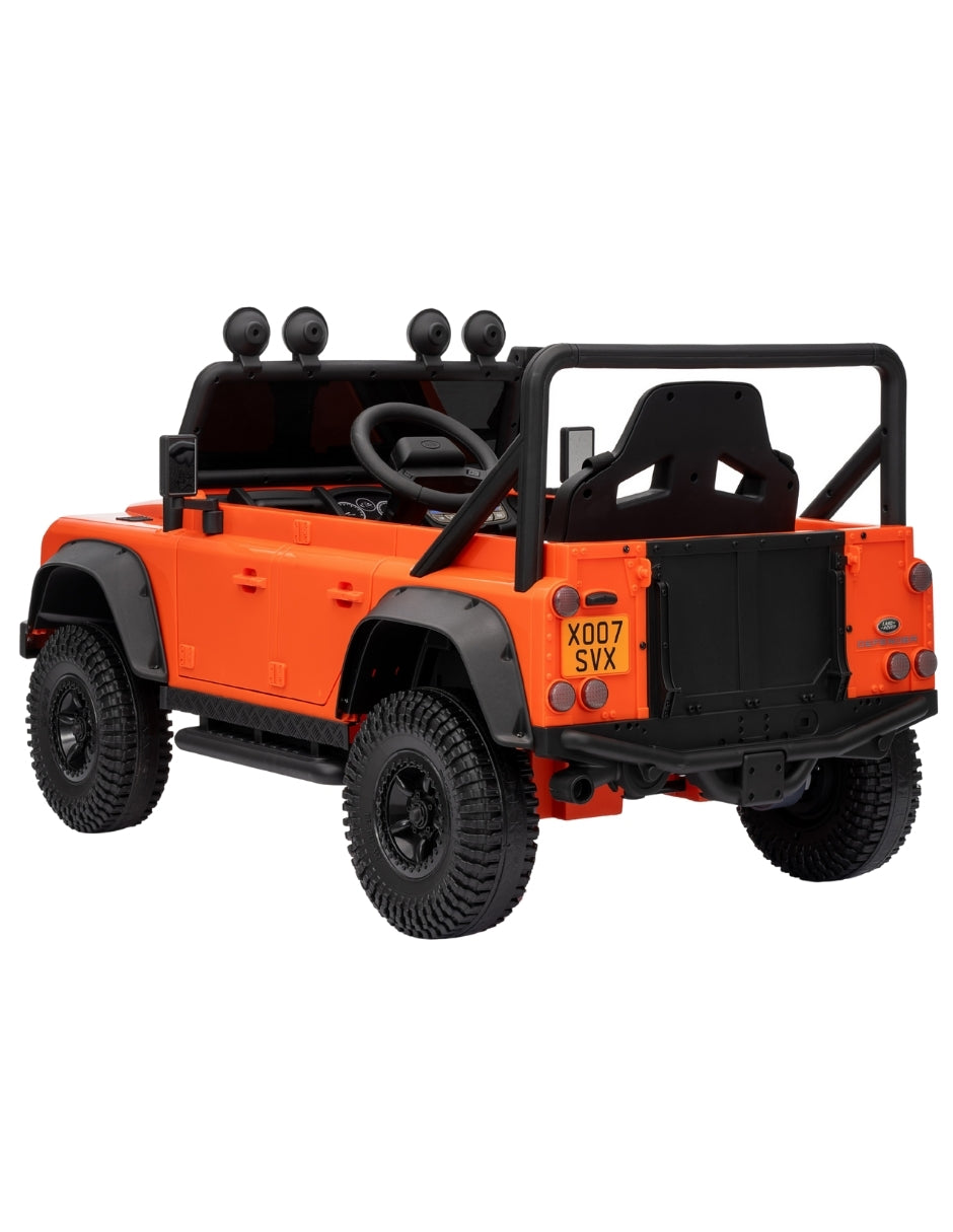PINGÜE® Montable Eléctrico Niños Land Rover® Defender 110 SVX Licencia Oficial | Control Remoto 2.4 GHz | Batería 12V 7AH |8 Km/h | 2 Motores 390 | Luces LED, Música, Radio| ORANGE