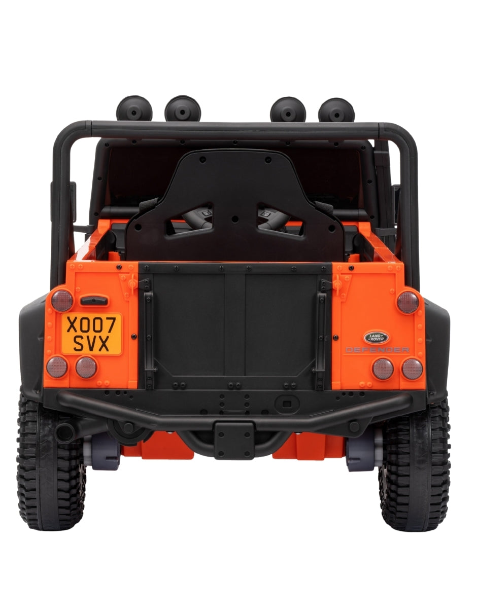 PINGÜE® Montable Eléctrico Niños Land Rover® Defender 110 SVX Licencia Oficial | Control Remoto 2.4 GHz | Batería 12V 7AH |8 Km/h | 2 Motores 390 | Luces LED, Música, Radio| ORANGE