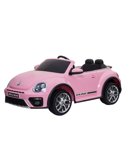 PINGÜE® Montable Eléctrico para Niños| VW® Beetle Dune Licencia Oficial | Control Remoto 2.4Ghz | Batería 12V 4AH | USB Música Radio Luz LED | 2 Motor 390| BARBIE PINK