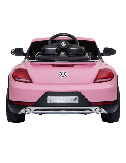 PINGÜE® Montable Eléctrico para Niños| VW® Beetle Dune Licencia Oficial | Control Remoto 2.4Ghz | Batería 12V 4AH | USB Música Radio Luz LED | 2 Motor 390| BARBIE PINK