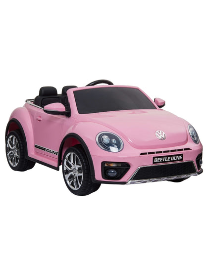 PINGÜE® Montable Eléctrico para Niños| VW® Beetle Dune Licencia Oficial | Control Remoto 2.4Ghz | Batería 12V 4AH | USB Música Radio Luz LED | 2 Motor 390| BARBIE PINK