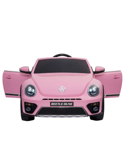 PINGÜE® Montable Eléctrico para Niños| VW® Beetle Dune Licencia Oficial | Control Remoto 2.4Ghz | Batería 12V 4AH | USB Música Radio Luz LED | 2 Motor 390| BARBIE PINK